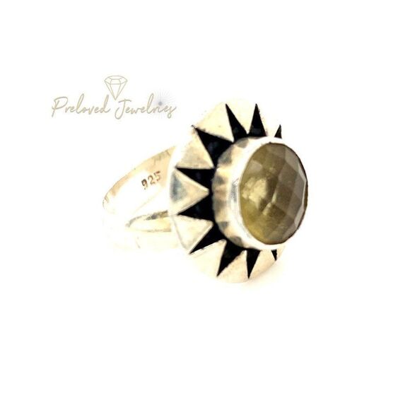 Sterling Silver 925 Yellow Stone Ring - Picture 3 of 8